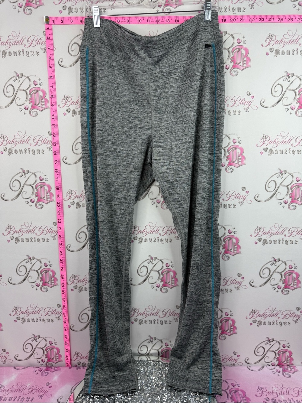 Ripzone pants heathered Women's Gray Athletic Leggings with Teal Side Trim